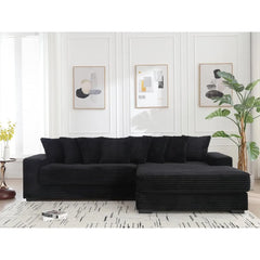 Large Right Facing Modular Combination Sofa, L-shaped Corduroy Soft Cushion Convertible Sofa