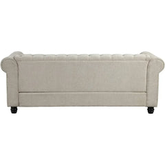 No Sagging Couch, Couches for Living Room 24'' Deep Seat Sofas Couches Pet-Friendly Linen Chesterfield Tufted Sofas, Beige