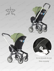 Baby Stroller Car Seat Newborn Lightweight Pram Cart Two-way With Easy Foldable 3 in 1