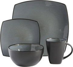 Square Reactive Glaze Stoneware Dinnerware Set, Service for 4 (16pc), Eclipse