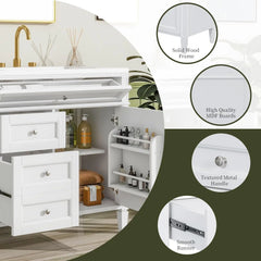 bathroom organizers, Bathroom Vanity with Sink, Modern Bathroom Cabinet with Drawers and Tip Out Drawer, Freestanding Bathroom V