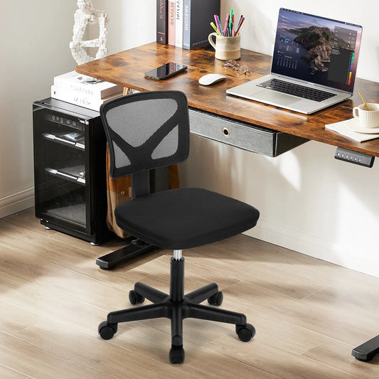 JHK Mesh with Lumbar Support Armless Office Chair Low Back with Wheels Adjustable Height 360° Rolling Swivel Computer Chair