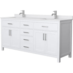 72 Inch Double Bathroom Vanity,  White Cultured Marble Countertop, Undermount Square Sinks, No Mirror,Bathroom Cabinets