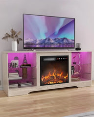 Fireplace TV Stand Entertainment Center with 36" Fireplace, 70" Wooden TV Stand for TVs Up to 80",Media TV Console