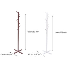 CNCEST Pine Wood Coat Rack With 8 Branch Hooks Easy to Install Modern Tree Shape Coat Rack For Living Room Bedroom