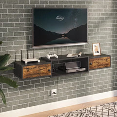 Floating TV Stand with Power Outlet 55,Modern Wall Mounted Media Console Shelf Cabinet for Under TV Storage,Entertainment Center