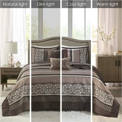 Reversible Quilted Bedspread Set, Solid Reverse Summer Breathable, Lightweight All Season Bedding Layer,