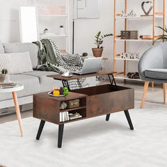 Lift Top Coffee Table with Hidden Compartment - Modern Living Room Dining Table with Rising Tabletop Lifttop Desk for Apartment