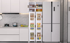 4-Tier Tall Narrow Storage Cabinet with Movable Wheels, Adjustable Shelves, Anti-Tip, Slim, for Small Space, Bathroom, Kitchen,