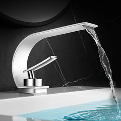 BAKALA Curve  Single Handle Hot And Cold Water  Faucet Waterfall Water Bathroom Sink Faucet 304 Stainless steel Mixer Tap