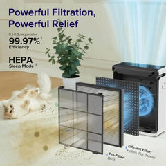 Air Purifiers for Home Large Room Bedroom Up to 1110 Ft² with Air Quality and Light Sensors, Smart WiFi, Washable Filters