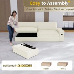 Modern Sofas Couches for Living Room, Comfy Couch with Extra Deep Seats, Oversized Loveseat Sofa with Storage and 2 USB C