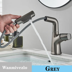 Grey Bathroom Faucet Hot Cold Water Sink Mixer Tap Stainless Steel Paint Square Basin Faucets Single Hole Tapware Deck-mounted