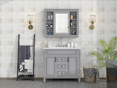 36” Bathroom Vanity with Sink, Freestanding Single Bathroom Sink Vanity Cabinet Set with 36” Countertop & Integrated Sink