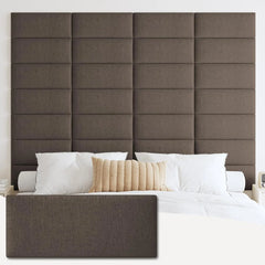 Upholstered Wall Mounted Headboard, 3D Soundproof Wall Panels Peel and Stick Headboard for King Size, Reusable and Removable