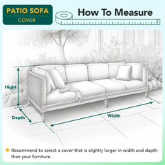 Outdoor Sofa Cover Waterproof Heavy Duty 600D 3-Seater Patio Sofa Covers Lawn Balcony Patio Furniture Couch Bench Protector