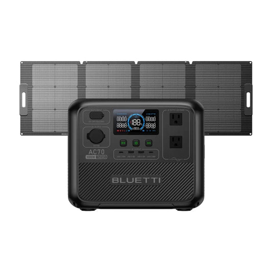 【US Plug】BLUETTI Portable Power Station AC70 with 120W Solar Panel, 768Wh 1000 Solar Generator LiFePO4 Backup Power for Camping