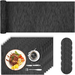 Woven Vinyl Placemats Set Place Mats Crossweave Non-Slip Washable Table Mats for Dining Table Kitchen Reataurant Decor Coasters