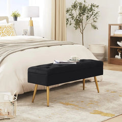 Modern Entryway  End of Bed  Ottoman Upholstered Velvet Bedroom  for Foot of Bed Tufted Bench Foo