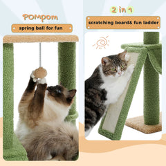 Cactus Cat Tree Floor to Ceiling Cat Tower 7 Tiers Cat Climbing Tree with Cozy Hammocks and Condos 5 Platforms Scratching Posts