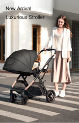 2024 New Arrival High View Portable Baby Stroller Ergonomics Seat Bassinet for Newborn One Hand to Recline Pram