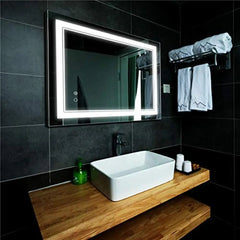 LED Bathroom Vanity Mirror Wall-Mounted Anti Fog Smart Touch Dimmable Waterproof Lights IP44 Rectangular 36x28