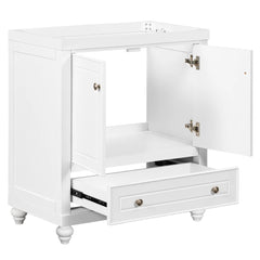 30" Bathroom Vanity with Sink, Combo, Cabinet with Doors and Drawer, Solid Frame and MDF Board, White (Old Sku:JL000006AAK)