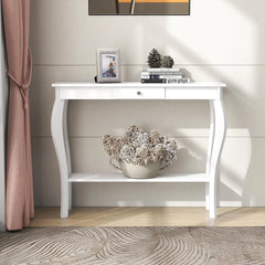 ChooChoo Narrow Farmhouse Console Table with Drawer, Chic Accent Sofa Entryway Table with Shelves for Entryway