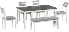 6 - Piece Dining Table Set, Includes Dining Table and 4 Upholstered Chairs & Bench, Kitchen Tables Set, Dining Tables Set