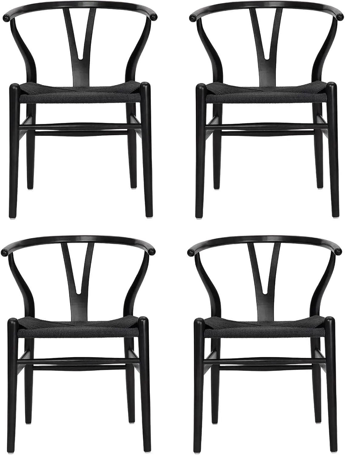 dining chair，Set of 4 Wishbone Chair Solid Wood Y Chair Mid-Century Armrest Dining Chair, Hemp Seat (Ash Wood - Natural)