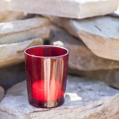 Set of 144 Glass Votive Candle Holders Red 3/16 Inch Thick Premium Quality Glass Not Dishwasher or Detergent Safe