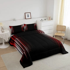 Comforter Set Kids Teens Dark Blue and Black Striped Bedding Bed Set Decor Modern Fashion Comforter Inner Fill Bedroom