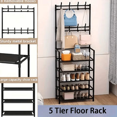 5 tier simple coat rack, multi-functional coat rack, strong and stable material, household dust storage shoe racks