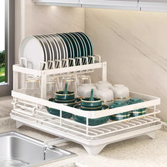 Dish Bowl Drainer Storage Rack Kitchen Dish Drying Rack with Drainboard Sink Organizer Countertop Dinnerware Storage Holder