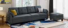 Convertible Sectional Sofa L Shaped Couch Reversible Sectional for Small Apartment, Bluish Grey