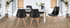 JHK PU Leather Dining Chairs Set of 4 Wooden Legs Lounge Chair for Home Kitchen Comfortable Sponge Cushion Living Room Chair