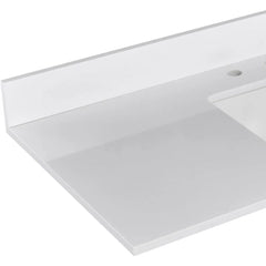 48 Inch Solid White Vanity Sink Top, Engineered Stone Vanity Top,8 Inch Widespread Faucet Hole with Backsplash Countertops