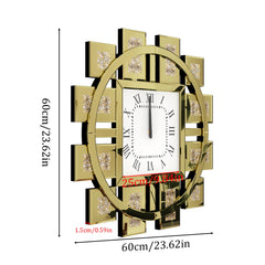 Irregular Large Crush Diamond Mirrored Wall Clock Sparkle Bling Quartz Clock Roman Numerals for Living Room