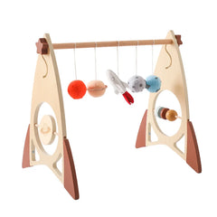 Baby Wooden Gym Frame Rocket Model Newborn Activity Gym Frame Hanging Pendant Rattle Toys For Baby Education Montessori Toys