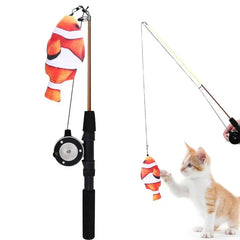 Retractable Cat Wand Toy Cat Teaser Fish Toy With And Wheel Kitten Toys With Fishing Pole For Cats Kittens Having Fun Exerciser