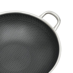 13.4Inch Stainless Steel Frying Pan Nonstick Honeycomb Fry Pan With Lid Induction Compatible Skillet