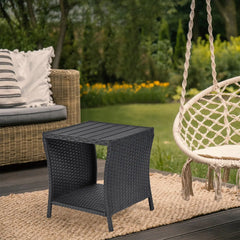 Outdoor Side Table for Patio Small Rattan Wicker Coffee Table Balcony Table