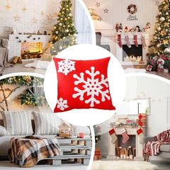 Christmas Embroidered Pillow Cover 18X18 Inch Embroidery Snowflake Decorative Pillowcase Zipper Closure Pillowcase Enhance Room