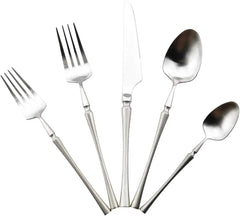 &  Flatware Set - 5 Piece Iridescent Silverware Sets | 18/10 Stainless Steel Reusable Cutlery Set | Black Utensils Service For 1