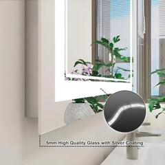 Dimmable LED Mirror Smart Memory Anti-Fog Wall Mount Easy Installation 36x28 Inch