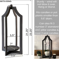 Floor Candle Holders 23" Large Outdoor Lantern 3 Wick Candle Holder Large Floor Lantern Floor Decor for Living Room