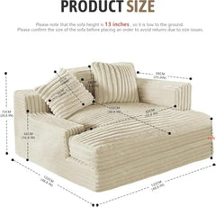 Chaise Lounge Chair, Oversized Chaise Lounge Sofa Upholstered Soft Short Plush Couch w/ 2 Throw Pillows, Easy to Install