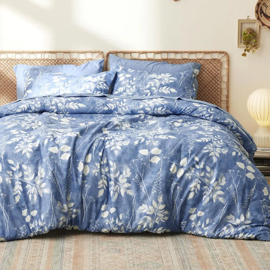 Bedsure Comforter Set - 7 Pieces Floral Bedding Sets with Reversible Botanical Flowers Comforter, Sheets, Pillowcases & Shams