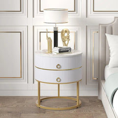 Side Table for Living Room Bed Room Bedside Tables Modern Nightstand With 2 Drawers Furniture Silver Bedroom Home