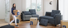 Convertible Sectional Sofa L Shaped Couch Reversible Sectional for Small Apartment, Bluish Grey